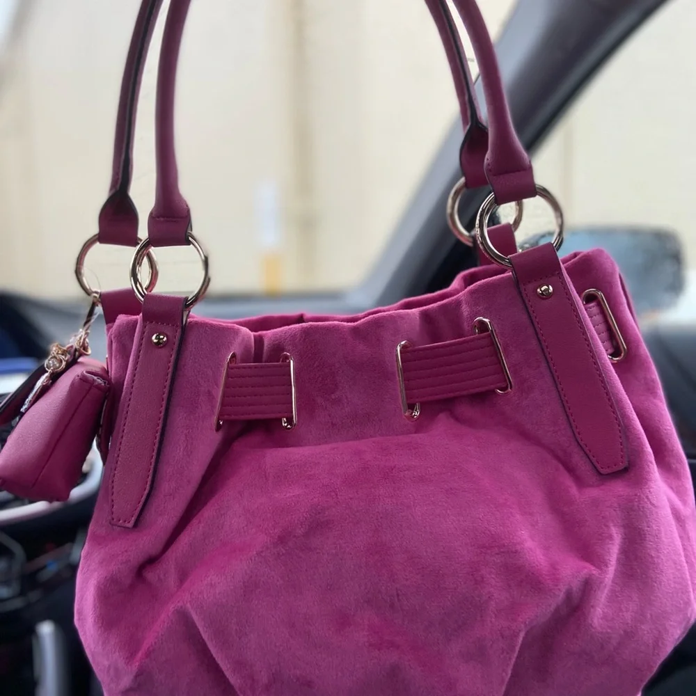 Juicy Couture Fuchsia Velvet Shoulder Bag - Picture 3 of 6